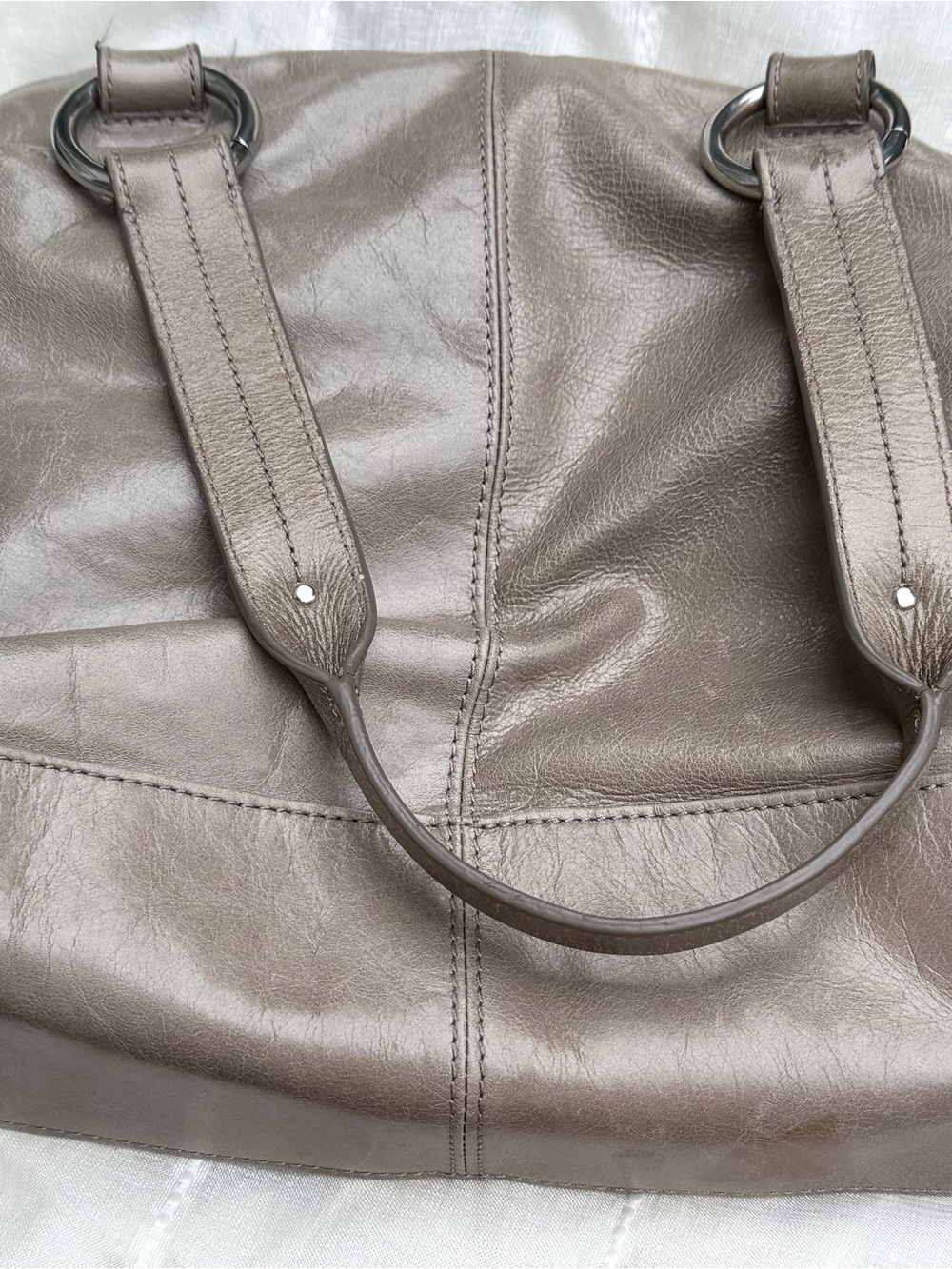 HOBO Gray Leather Hobo Bag Slouchy Y2K Boho Shoulder Purse
